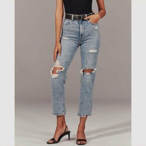 Abercrombie Ripped Ultra High Rise Ankle Straight Jeans - Size 27L